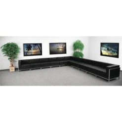 11 Pcs. Sectional, 28-3/4" To 169" X 27-1/2", Upholstery Color: Black