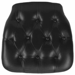 Tufted Chair Cushion, Black Vinyl