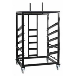 Round Round Cocktail Table Dolly, 36" Dia., 40" W, 34" L, 79.5" H, Rubber, Steel Top, Black