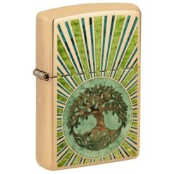 Zippo Fusion Tree Of Life Design High Polish Brass Pocket Lighter