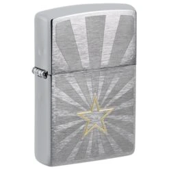 Zippo Star Design Brushed Chrome Pocket Lighter