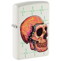 Zippo Cyber Skull Design White Matte Pocket Lighter