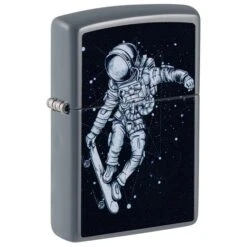 Zippo Skateboarding Astronaut Design Flat Grey Pocket Lighter